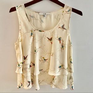 XXI bird flounce sleeveless top
